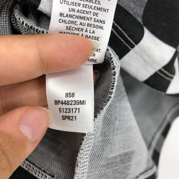 BP by Nordstrom Black White & Grey Gingham Checker Cutout Crop Top Shortsleeve S - Picture 9 of 16